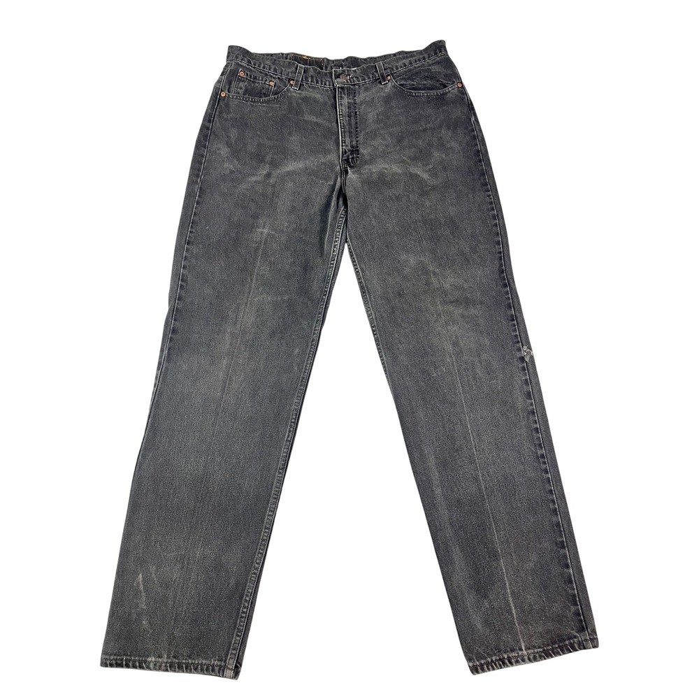 Levis 550 Relaxed Fit Jeans Mens 39x34.5 Faded Black Made USA Vintage 90s Denim
